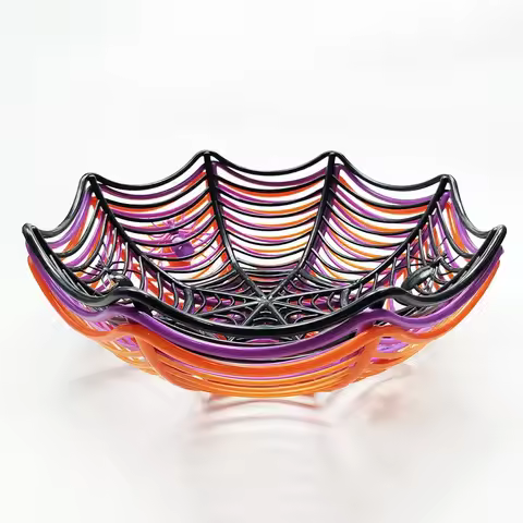 1pc-Halloween Candy Basket Spider Web Bowl Cookies Fruit Basket Trick or Treating Decorating Hallowe