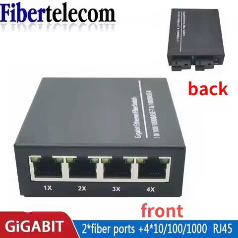Fiber Switch 4 RJ45 UTP 2 SC Gigabit Fiber Optical Media Converter 2SC 4 RJ45 2G4E Ethernet
