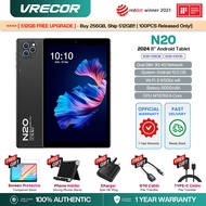【2024 TOP2】VRECOR N20 Tablet PC 8 Inches Android 10 6000mAh 6GB RAM 512GB ROM Dual SIM 5G WiFi Gaming Online Classroom Meeting for Kids Children