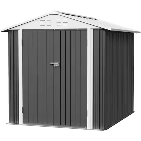 Metal Outdoor Storage Shed 6 x 8 FT Metal Shed with Lockable Door,Waterproof Garden Tool Shed Storag