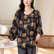 New Fashion Blus Wanita Kasual Lengan Panjang Leher Bulat Longgar Sifon