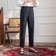 Mr. Lusan Naples High Waist Suit Pants British Retro Casual Pants High Thin Non-Ironing Straight-Leg