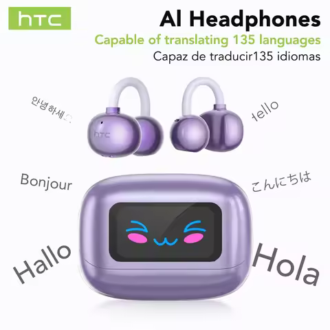Auriculares Bluetooth HTC NE32 2026 AI Real-Time Language Translator TWS Earbuds Bluetooth 6.0 HiFi 