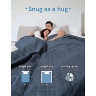 YnM Cooling Bamboo Weighted Blanket - 100% Oeko-Tex Certified (Blue Grey, 48"x72" 12lbs), Absorb Hea
