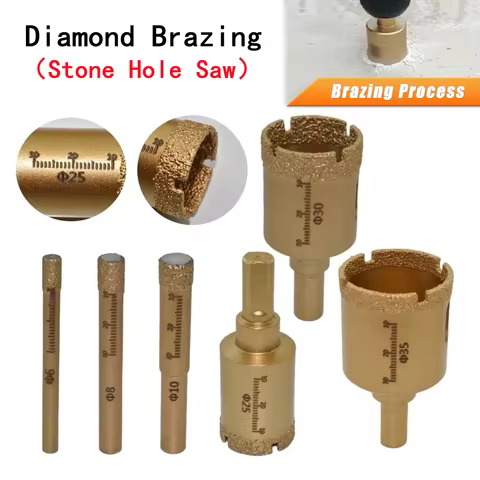 Diamond Brazed Core Dry Drill For Porcelain Tiles Marble Glass Granite Hole Saw Cutter Accessories C