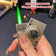 HỘP QUẸT BẬT LỬA GA KHÒ MÔ HÌNH LÁ BÀI KÈM VÒNG XOAY SPINNER VÔ TRI