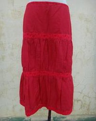 楹 ~ 正品 義大利名牌 MAX &amp; CO. 紅色 棉質蛋糕裙 Size: 42