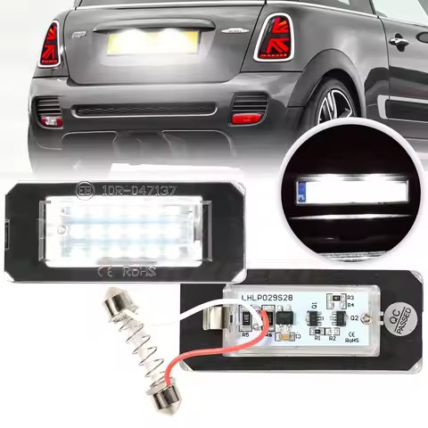 2Pcs LED Lights License Plate Light For Mini Cooper R56 R57 R58 R59 Built-In CAN-bus Resistor Error 