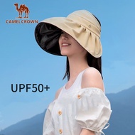 312CAMELCROWN Foldable Vinyl Layer And Big Cover Beach Cap UV Protection Bucket Hat Women Fisherman Sunhat Women Cotton