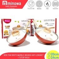 MINOWA 20-24CM WOK PAN/ PAN FRYING PAN WHITE MARBLE INDUCTION NON-STICK