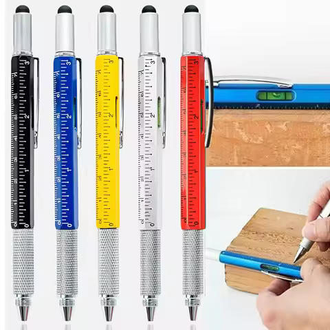 7 in 1 Multifunctional Handheld Tool Screwdriver Ballpoint Pen Ruler Touch Screen Stylus, Spirit Lev