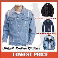 Denim jacket unisex Fashion Slim Denim Jacket Jeans Coat jaket seluar jeans lelaki korean style retro