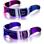 Tanganan LED Visor Glasses, 2pcs LED Light Up Glasses Neon Luminous Glasses 7 Color 5 Modes Cool LED