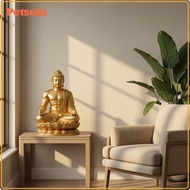 petsola Gilded Statue with Lotus Pedestal Sculpted Meditating Buddha Statue Zen Buddha Figurine Stur