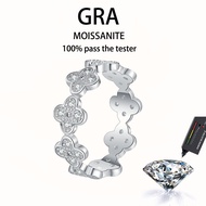 【 GRA Certificate Attached 】 0.5ct-5ct genuine moissanite ring, fashionable four leaf clover S925 pu