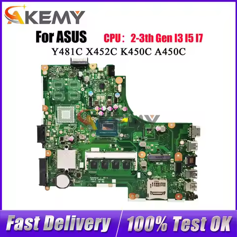X450CA Laptop Motherboard For ASUS VivoBook X450C X450CC Y481C A450C X450CP K450C X450CL X452C Mainb