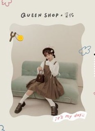 Queen shop 聯名Ginny百褶吊帶短洋裝S
