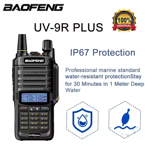 Baofeng UV-9R Plus IP68 Dual Band Waterproof Walkie Talkie 10KM Long Range Portable HF Transceiver C