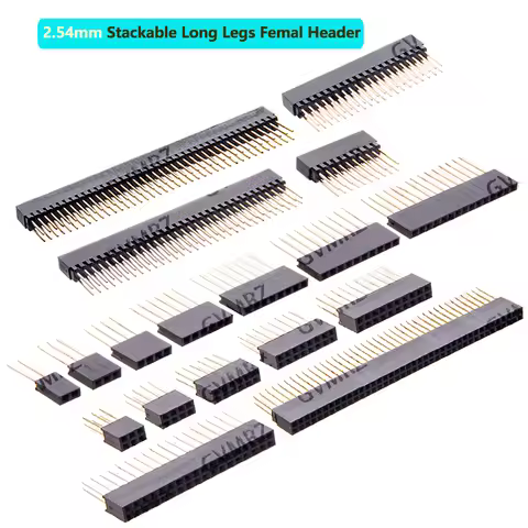 2/3/4/6/8/10/15 Pin 2.54 mm Stackable Long Legs Femal Header For Arduino Shield 2X10P/2X20P/2X32P/2X