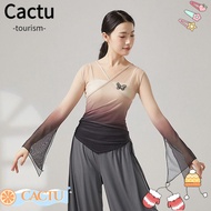CACTUS Classical Dance Top, Gradient Butterfly Saree Blouse, Fashion Chinese Hanfu Breathable  Yarn 