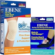 Ebene Bio-Ray Knee Guard With Tourmaline Size L (Beige) + Men's Massage Socks Free Size (Black) [Relieve Knees Discomfort, Braces, Bio Ray]
