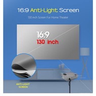 AUN Projector Screen Anti-light Curtain100/120/130 inch Home Wall Cinema Theater 16:9 Reflective Fabric ALR Screen for P