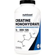Nutricost Micro-powdered Creatine Monohydrate 3,000 mg，500 Capsule，125 Share，Each capsule contains 7