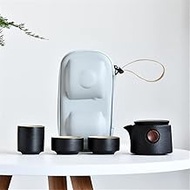 MMLLZEL Tea Set Ceramic Portable Teapot Outdoor Travel Gaiwan Kettle Office Teacups Kung Fu TeaSet Dinkware Office (Color : black-Strawberry Cake7, Size : 9.3 * 8.5cm)