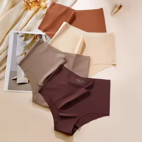 High Quality Ice Silk Cotton Crotch Panties High Waist V-Shape Comfortable Breathable Triangle Panty