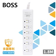 BOSS 按壓式7開6插3P高溫斷電延長線1.8M _廠商直送