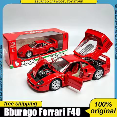 Bburago 1:18 Ferrari F40 Static Alloy Diecast Collectible Car Model Classic Supercar Simulation Repl