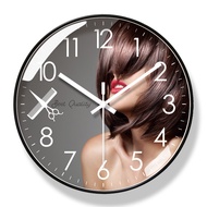 Hairdressing Clock Club Wall Clock Silent Quartz Clock Beauty Fashion Silent Sweeping Second Quartz 