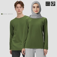 QAYRAA P2 Jersey Plain Microfiber Long Sleeve Round Neck - Size S-5XL/Black/Maroon/Red/Navy Blue/Dar