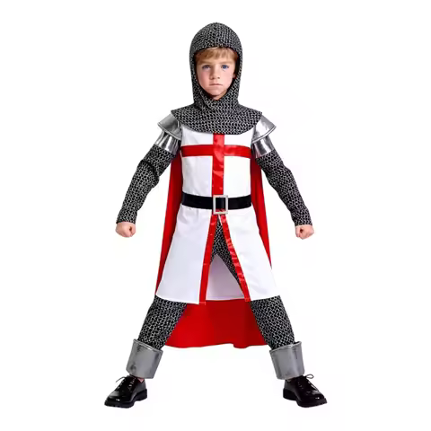 Boys Child Medieval Crusader Knight Warrior Fancy Dress Costume Age 3-10 Yrs Boy Halloween Costume
