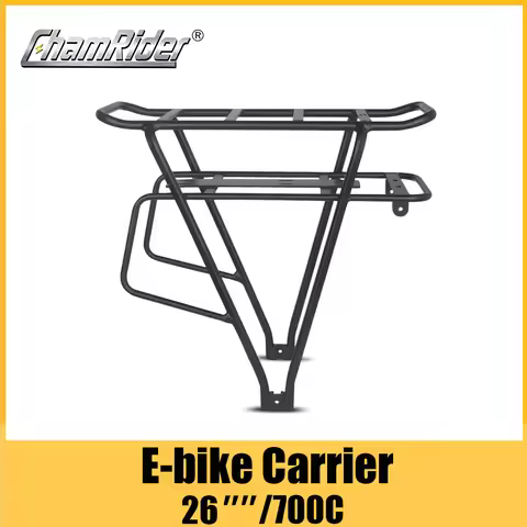 Black Bike Luggage Rack with Double Layer, Bicycle Battery Rear Carrier, Adjustable Heavy Duty Bike 