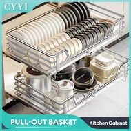 Cyyi Pull Out Basket Kitchen Cabinet Stainless 2 Layers Pull Out Dish Rack for Cabinet Accessories