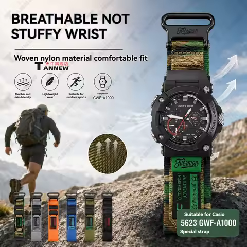 Breathable Woven Nylon Watch Strap Compatible with Casio G-Shock Frogman GWF-A1000 5623 Outdoor Spor
