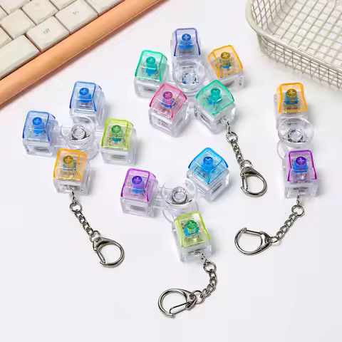 1PC Rotatable Keyboard Fidget Fidget Spinner Keychain Mechanical Axis LED Light Clicker Stress Relie