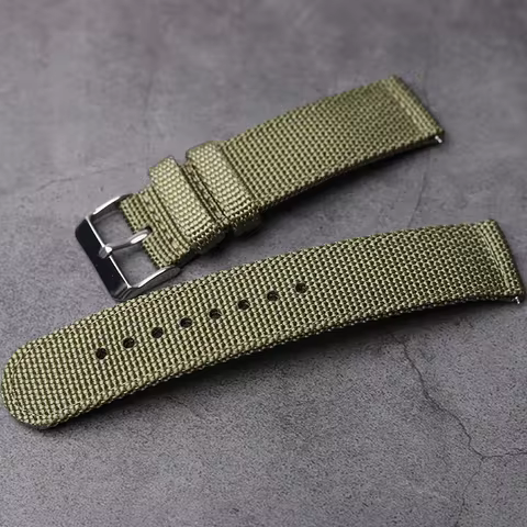 Army green canvas nylon strap for men Seiko 5 18mm Black red blue Green Water Ghost cocktail can20mm