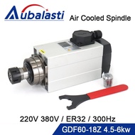 Aubalasti HQD 4.5KW 6KW CNC Air Cooled Spindle Motor 380V 220V 18000rpm ER32 300Hz GDF60-18Z For CNC