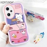 (ผู้ถือฟรี) hontinga เคสสำหรับ Realme 9 Pro + 5G 9 Pro Plus 9i Realme 8 5G Realme 2 Pro เคสใสใสเคสซิลิโคนนิ่มลายกระต่ายหมีน่ารักเคสยางกันกระแทกเต็มตัวเคสโทรศัพท์เคสนิ่มสำหรับเด็กผู้หญิง