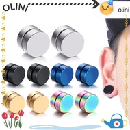 OLINI Magnetic Fake Earring Studs Portable Round Shape Punk Stimulating Acupoints