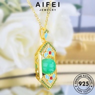 AIFEI JEWELRY Original Emerald 925 Necklace Accessories Rantai Pendant Women Silver 純銀項鏈 Transport For Leher Chain Sterling Korean Perempuan Perak N1127