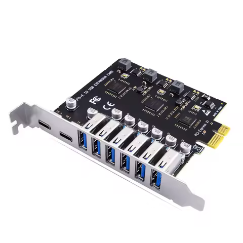 USB 3.2 and Type C PCI-E Expansion Card PCIE to USB Controller 6Port + 2Port USB-C 3.2 PCI-E Card Ad