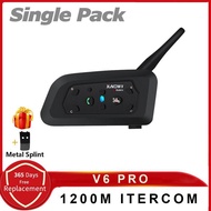 V6 Pro Xịn Nhất Tai Nghe Bluetooth Mũ Bảo Hiểm Intercom Tai Nghe 1200M Communicator Cho 6 Riders Khô