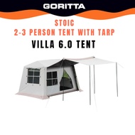 Stoic Villa 6.0 Black-Coated Automatic 2-3 person Tent | Camping Tent 1 room & 1 living room - Black