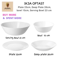SET PINGGAN MANGKUK, Pinggan Kaca PUTIH, Opal,TABLEWARE DINNERWARE SET WHITE PLATE,MICROWAVE DINING 