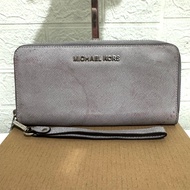 MK genuine leather wallet. MK long wallet. prelop wallet. grey