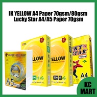 IK YELLOW A4 Paper 70gsm/80gsm Lucky Star A4/A5 Paper 70gsm