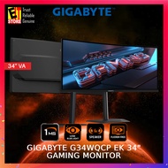 GIGABYTE MONITOR G34WQCP EK GAMING 34" CURVED 1500R QHD HDR400 1ms 180HZ BUILT-IN SPEAKER, AMD FREE 